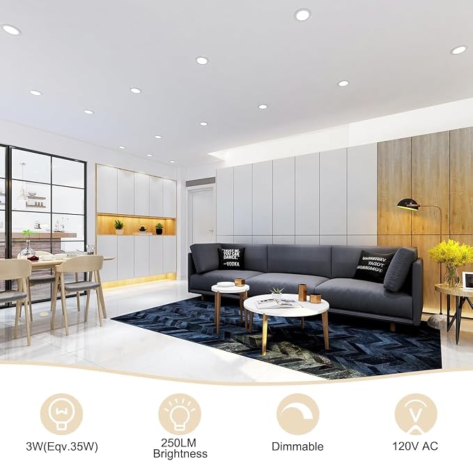 2 Inch LED Recessed Lighting 16 Pack, Dimmable LED Downlight 3W (35W Halogen Equivalent), 5000K Daylight White, CRI80+ Recessed Lights, Canless LED Recessed Lighting with Driver for Ceiling