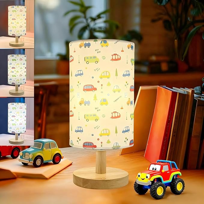 Kids Table Lamp for Bedroom Boys LED Desk Lamps for Kids Room Car Lamp | 3 Color Modes Cute Nightstand Night Light with Cartoon Design Bedside Lamp for Living Room Nursery Decor Car Gift for Boys