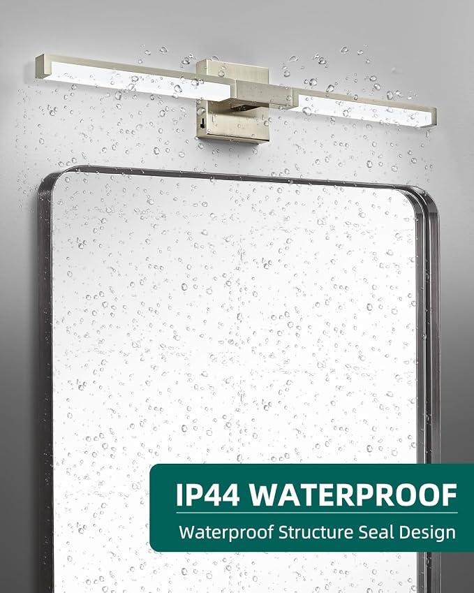 Modern Bathroom Light Fixtures Over Mirror, 24 Inch Brushed Nickel Vanity Light Bar for Bathroom, 12W 5CCT Diammable Wall Light