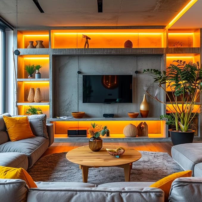 LED Strip Lights 24V COB Gold Yellow Lighting16.4ft (No Power Supply) | Super Bright, Dotless High Density 14W/m, 8mm Width Cuttable Flexible, Home DIY Commercial Decoration