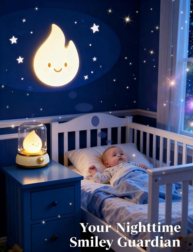 Night Light for Kids, Cute Desk Lamp, Kids Camping Essentials, Rechargeable | BANDIANCY Campfire Night Light, Dimmable Bedside Light for Bedroom, Ghost Flame, Portable, Kids Lantern, Gift for Girls Boys
