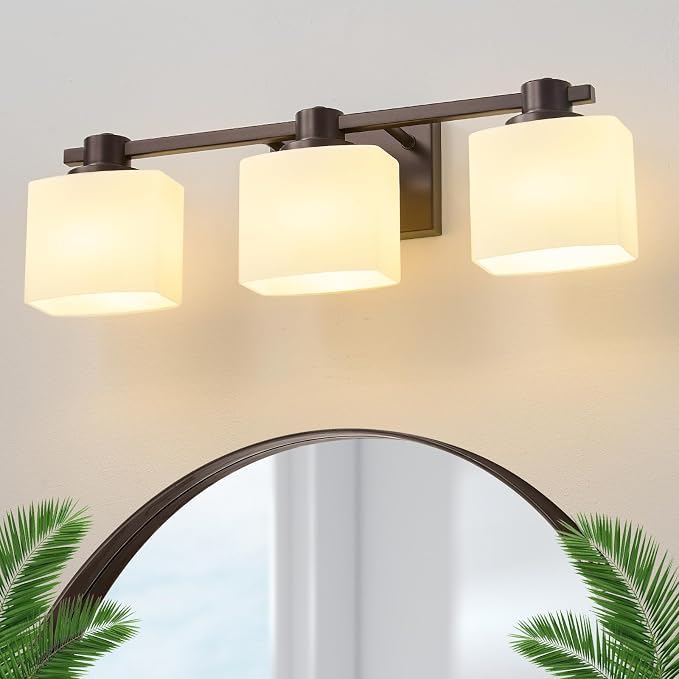 23 Inch Oil Rubbed Bronze Vanity Light for Bathroom Light Fixtures Over Mirror 3 Light Bathroom Vanity Light Vintage Rustic Farmhouse Lighting Bulb lamp Modern Above Sink wall Sconce