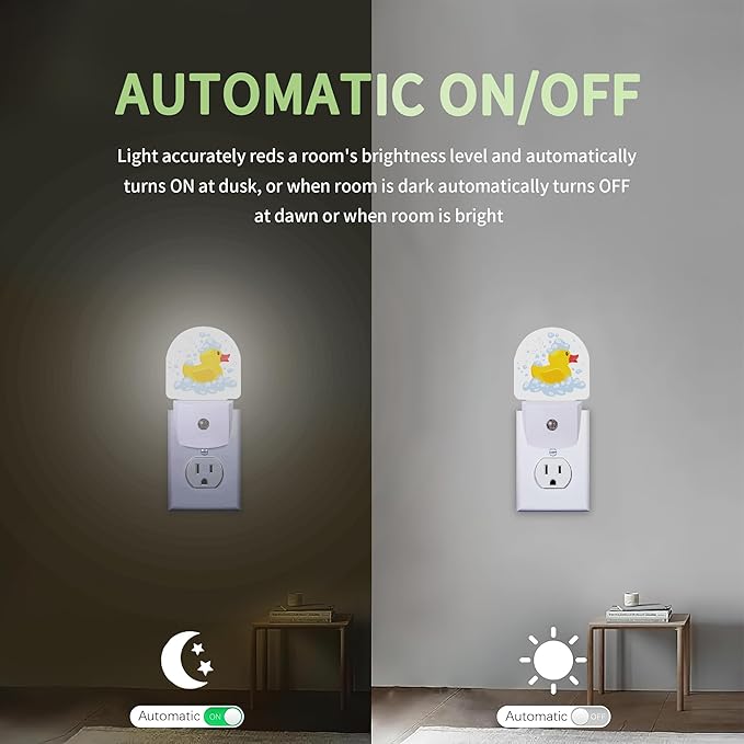 Yellow Rubber Duck Night Light, Cartoon Cute Night Light Plug into Wall with Dusk to Dawn Sensor, LED Lamp Energy Saving Lights for Men Women Boys Girls,Lamp for Bedroom Bathroom Hallway