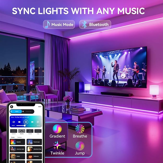 Auxmir A19 Smart Light Bulbs with Remote, RGB+CCT Color LED Bulbs, 2-Pack | E26, 9W 800LM 60W equivalent, works with Alexa and Google Assistant, Bluetooth, 2700K-6500K, music sync, no hub required
