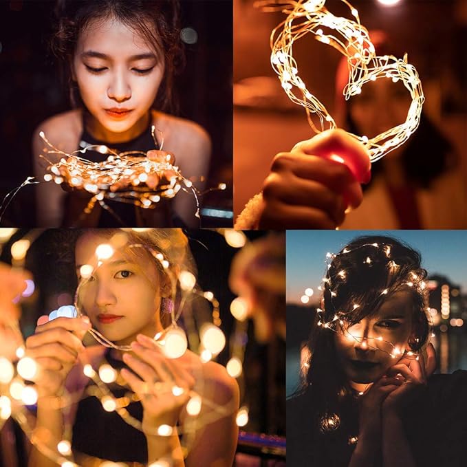 CYLAPEX 12 Pack Fairy Lights String Battery Operated Fairy Lights, 20 LED on 7ft Silvery Copper Wire, Firefly Lights Warm White for Wedding Party Mason Jar Christmas Decorations Bedroom Decor
