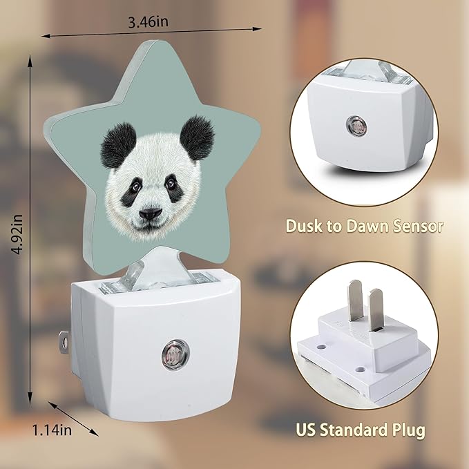 Cute Panda Plug-in Night Light with Dusk-to-Dawn Sensor for Bedroom,Bathroom and Living Room Sleep Friendly lamp for Women/Girls/Boys Gift,0.5W