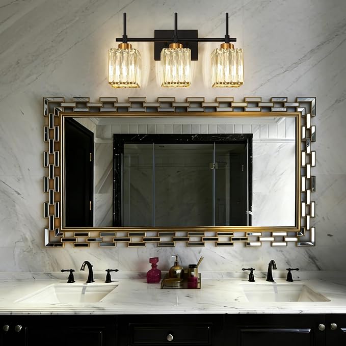Torondo Modern Yellow Vanity Lights,Crystal Vanity Lights for Bathroom, Modern Crystal Bathroom Light Fixture