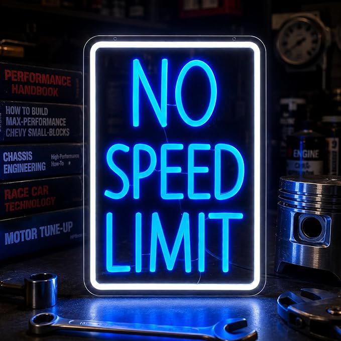 No Speed Limit Neon Sign Dimmable Blue LED Racing Garage Light Car Decor