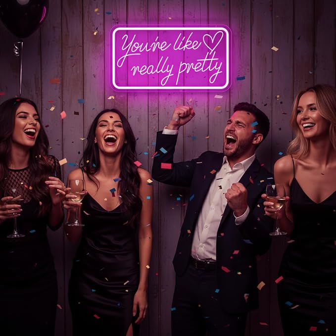 You're Like Really Pretty Neon Sign Pink LED Neon Light for Wall Decor | Dimmable Pink Pretty Neon Sign for Teen Girls Women Beauty Lovers Bedroom Vanity Wedding Party Salon Home Decor, USB Powered