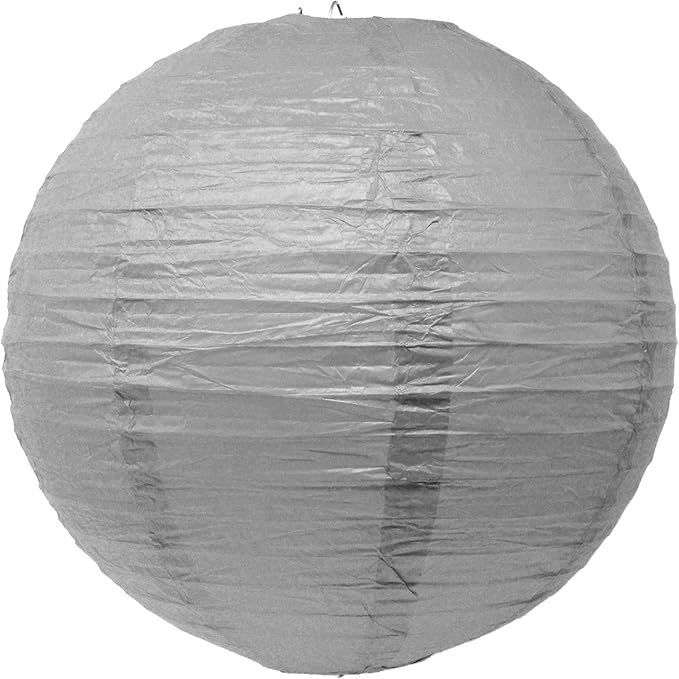 Mudra Crafts Gray Paper Lanterns Wedding Party Decorations - 12 in 10 Round Hanging Ceiling Lanterns, 10 Pack, Decorative Lamp Shades