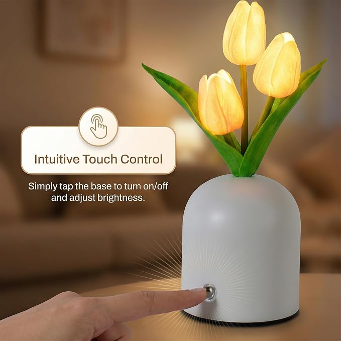 Birthday Gifts for Women/Mom Table Lamp, 3 Color Crystal Flower Bedside Lamps Infinitely Dimming with USB Charge Small Night Light,Nightstand Touch Lamp for Bedroom (S-Pink)