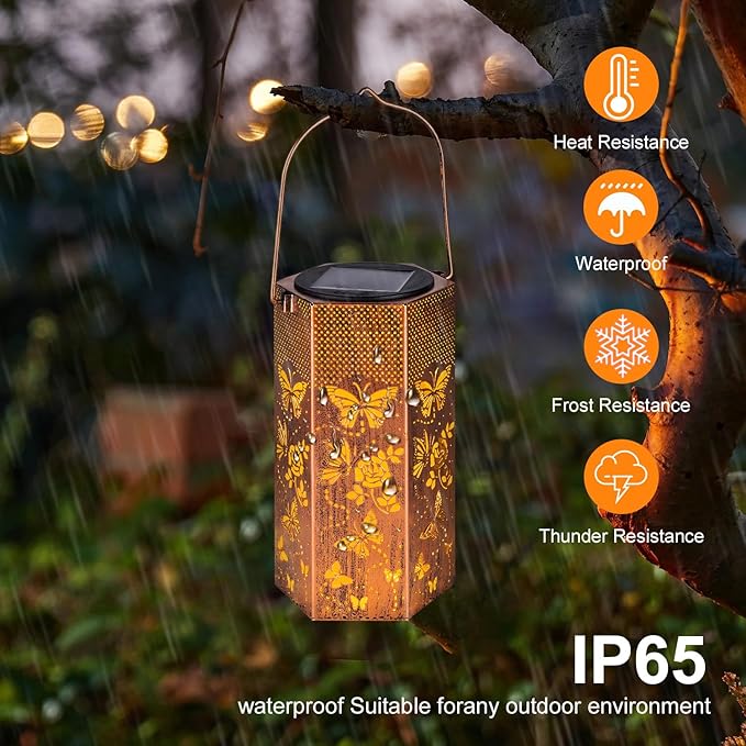 Eandisom Birthday Gifts for Women, 2 Pack Butterflies Solar Lanterns