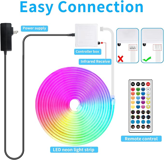 segrass 50ft Led Neon Rope Lights,Control with App/Remote,Flexible Led Rope Lights IP67 Outdoor RGB Neon Lights Waterproof,Music Sync Color Changing, led Lights for Bedroom Indoor