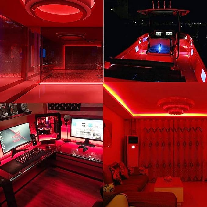 32.8ft/10M 24V Red COB LED Strip Light 3840LEDs Uniform Glow Dotless IP20 Not Waterproof Flexible LED Tape Lights for DIY Cabinet Bedroom Kitchen Home Decor(No Power Supply)