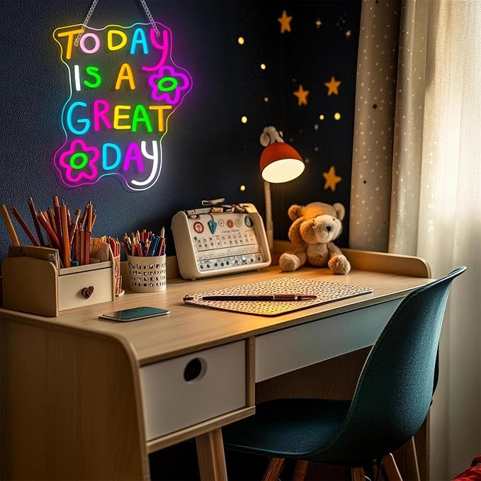 Classroom Neon Lights Today is a Great Day Neon Sign for Wall Decor in Coffee Bar Bedroom Reading Lights Up Sign for Classroom Library LED Books Decor Gifts to Teens Teachers