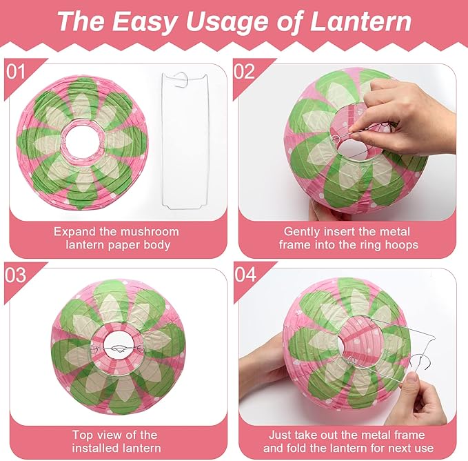4 PCS Strawberry Paper Lantern Pink, Windspeed Large Strawberry Lantern Decorations Hanging Paper Lantern for Strawberry Party Decor 3D Strawberry Paper Lanterns 8 inch, 12 inch