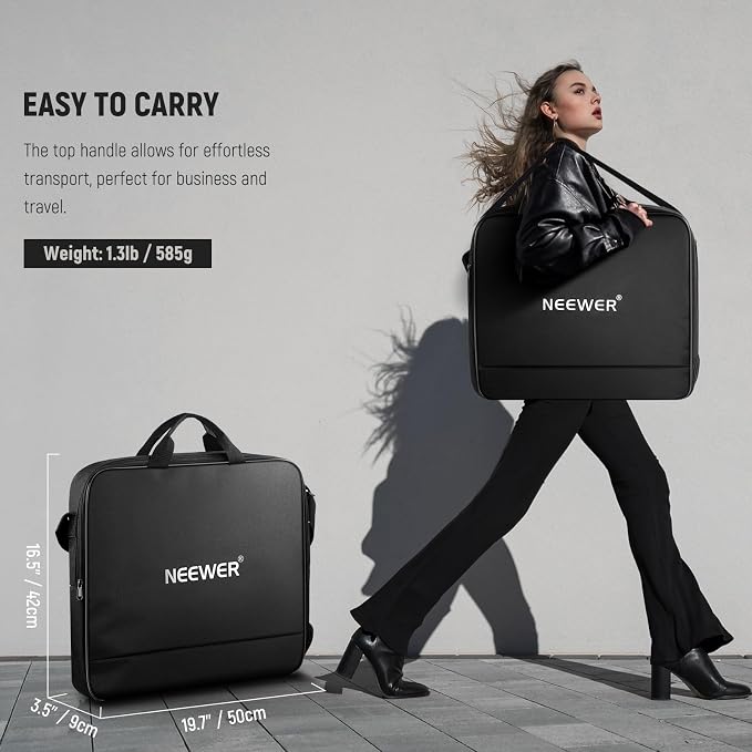 Neewer 12" Ring Light Carrying Bag for RH12B RH12C RH10B RH8B, 19.7"x16.5"/50x42cm Portable Protective Nylon Travel Case with Separate Section for Folded Light Stand Tripod Up to 19.7"/50cm, RU-011