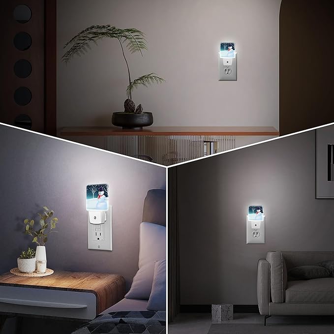 LED Night Light Lamp with Smart Sensor Dusk to Dawn Sensor,Snowman Christmas Tree Night Light Daylight White,0.5W Plug-into Wall for Adults,Bedroom,Bathroom,Hallway,Kitchen