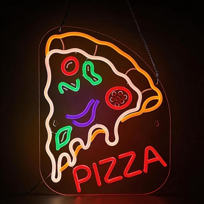Pizza Neon Sign - Dimmable LED Light & Wall Decor for Restaurant, Shop, Truck & Party | Gift for Pizza Lovers, Men & Women (17x13")