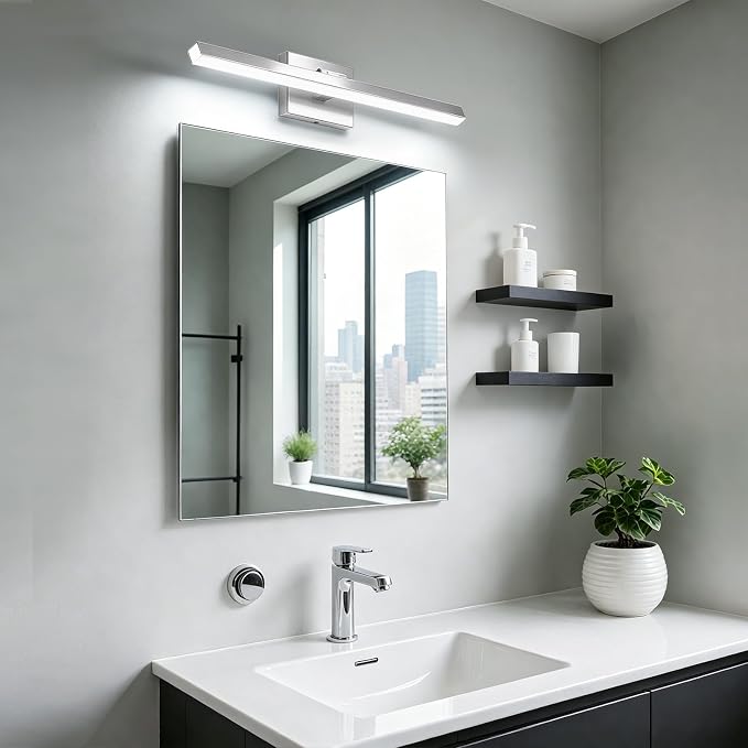 IZORRO Modern Bathroom Vanity Light 32 inch, Rotatable, 24W Dimmable Led Bathroom Light Fixture Over Mirror, Chrome Vanity Light Bar (Cool White 6000K)