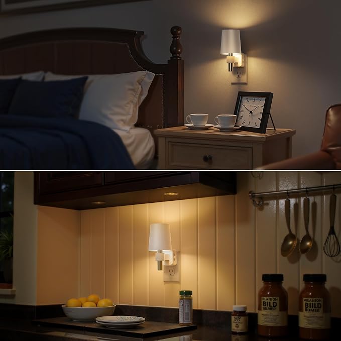 Night Light Dimmable Night Lights Plug into Wall Soft White 3000K | Dusk to Dawn Sensor, 0-100LM, Plug in NightLight, Vintage Night Light Compact for Hallway Bedroom Stairway