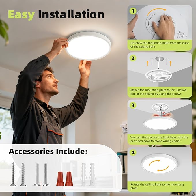 hepside 8PACK Flush Mount LED Ceiling Light Fixture 5CCT 9Inch 18W & 200W Equivalent Closet Light Fixture,Small Round Slim Surface Ceiling Lamp for Hallway,Bathroom,Bedroom,Kitchen,Interior