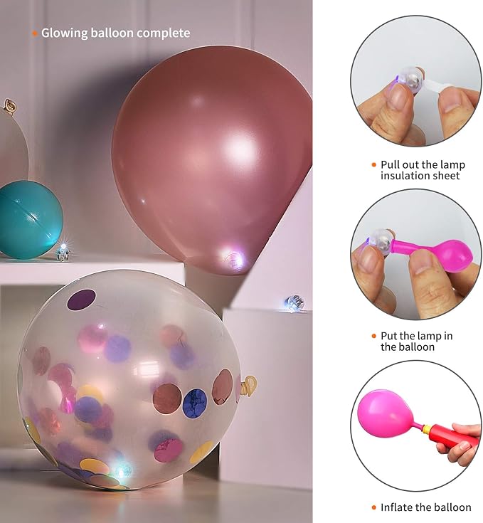 Aogist 200Pcs Pink Balloon Lights with Hook,Long Standby Time,Waterproof Mini Light for Birthday Party Wedding Christmas Halloween Easter Decorative (Flash)