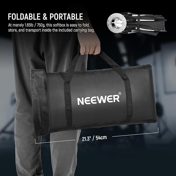 NEEWER Octagonal Softbox Kit, 17.7" Parabolic Soft Box with Light Diffusers for Studio Photography Video Recording Streaming Lighting Compatible with Aputure 120d Compatible with Godox SL60w, NS45P