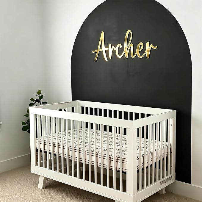 Custom Acrylic Name Sign for Nursery, Handmade 3D Laser Cut Personalized Name Mirror Sign for Wall, Home Bedroom Party Salon Birthday Gift Wedding Event