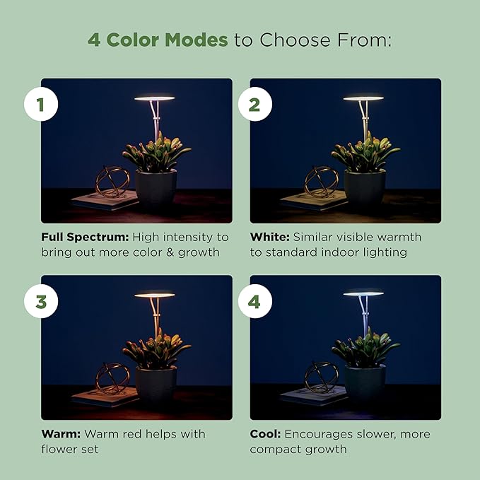 AeroGarden Stem Grow Light for Indoor Plants, Grow Live Plants Anywhere in The Home, Adjustable Light Modes, Cream