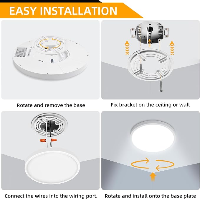 Hlite 9 Inch LED Flush Mount Ceiling Light,1800LM,6 Pack,3CCT | 18W 3000K/4000K/5000K Selectable,Super Slim,Low Profile Round Ceiling Light Fixtures for Kitchen,Bedroom,Hallway,White