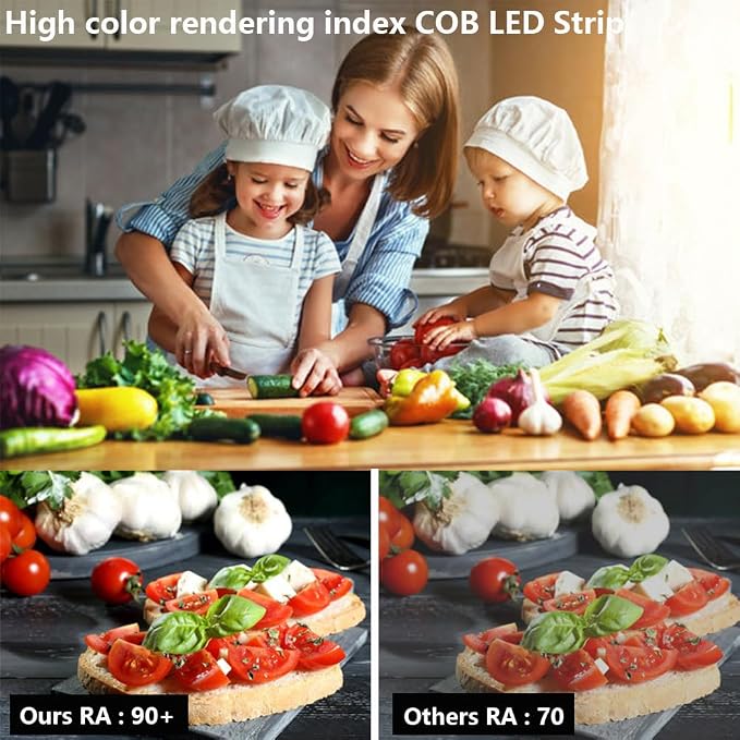TOPAI 12V COB LED Strip Daylight White 5000K 16.4ft Dotless IP65 Waterproof | High Density 480LEDs/M, CRI>90 4000Lm, Cuttable, Flexible, Self Adhesive Easy Install for Bedroom, Cabinet