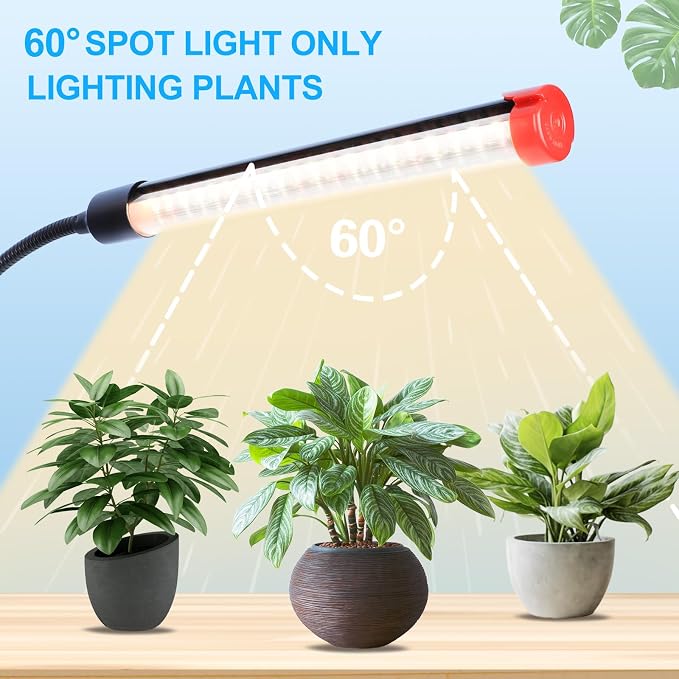 3Head Grow Light with Stand, 5-Mode Timer 4/8/12/16/20H, 27 Watt Power Home Plug LED Grow Lights for Indoor Plants for Tall Houseplants, Bonsai Tree, Seed Starting, 24"-64" Adjustable Height