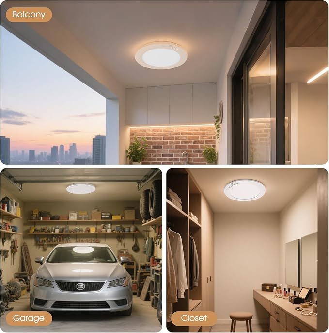 Rechargeable Motion Sensor Ceiling Light with Remote | Magnetic Wireless Ceiling Lights,8000mAh 7.5inch Battery Operated Light Indoor for Closet Shower Shed Loft Bathroom Garage