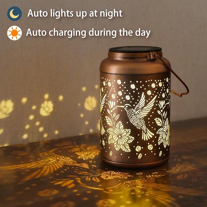 Mothers Day Gifts for Mom Grandma - Birthday Day Gifts for Women, Garden Decor Solar Lantern, Home Docor Solar Lamps, Hummingbird Solar Lights Outdoor Waterproof, Decorations Outside for Yard