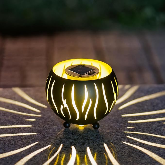 Solar Lanterns Outdoor Waterproof, Solar Lights for Outside Patio Porch Garden Tabletop Deco,2026 Gardening Lovers Mom Gifts(Wave Lines)