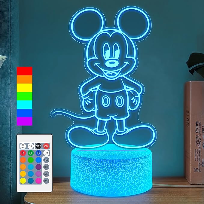 Cute Night Light for Kids - Anime Charater Decor Lamp with 16 Colors Change, Remote, Dim Control, 3D Illusion LED Night Lights for Kids Gifts Party Birthday Decoration
