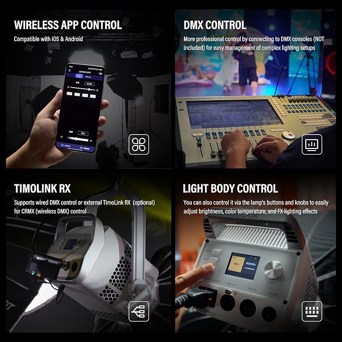 Godox Litemons LE200Bi 220W Bi Color COB LED Video Light Bowens Mount | Professional Studio Continuous Light CRI/TLCI 98+ 57700 Lux@1m APP DMX Control Ultra Quiet Luz Continua Godox