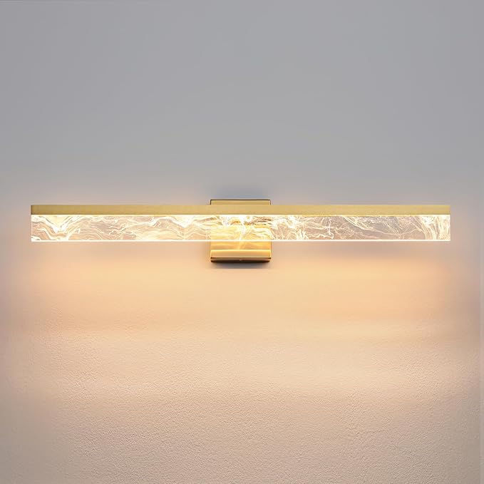 AIJIASI Gold Bathroom Light Fixtures, 32 Inch Modern Vanity Lights for Bathroom 24W Dimmable Vanity Lighting Fixtures Over Mirror LED Vanity Light Bar for Restroom Mirror 3000K