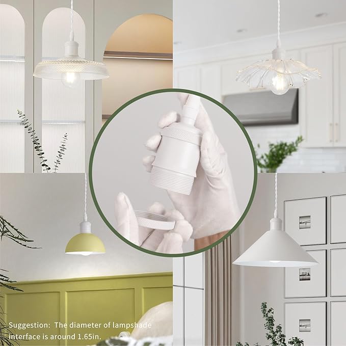 mirrea H Type White Track Lighting Pendant with E26 Socket Cord Adjustable Pack of 3 (4 feet)