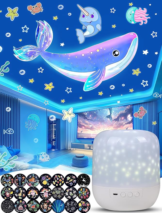 21 Sets of Films + Projector Night Light for Kids, Kids Night Light Projector for Bedroom, Ceiling, Star Galaxy Projector with 360° Rotation for Baby Girls, Birthday, Christmas, Nursery, Room Decor