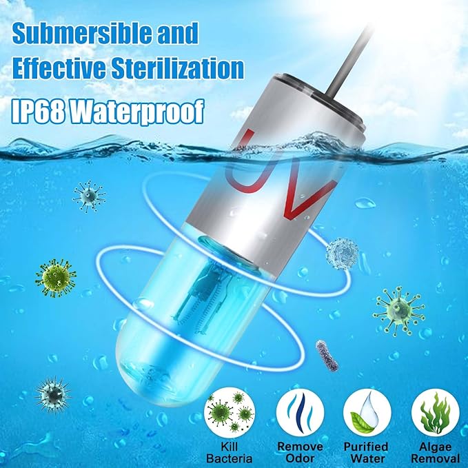 Mini 3W Aquarium Clean Light with Timer Algae Removal Light Fish Tank LED Light Aquarium Green Clean Waterproof Light for Pond Tank Aquarium, Black