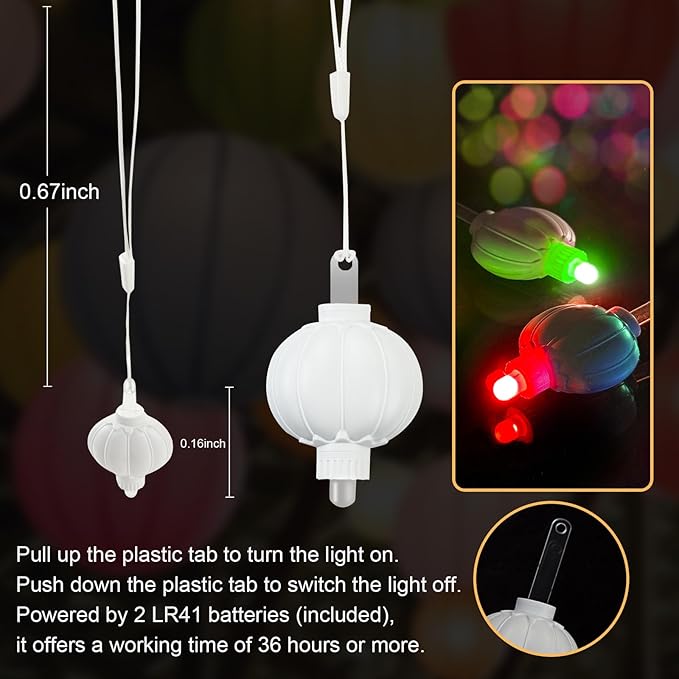 24 Pack Mini LED Lantern Lights - Battery Operated Small Lights for Paper Lanterns, Perfect for Party, Birthday, Wedding, Halloween, Christmas Decorations (Multicolor)