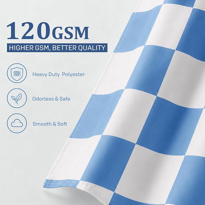 Ohocut Checkered Shower Curtain, Blue Shower Curtains for Bathroom, Cute Retro Checkboard Shower Curtain Vintage Aesthetic, Washable Fabric Bath Curtain 72''x72''