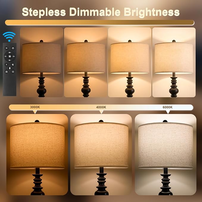 BOBOMOMO 64.25" Farmhouse Floor Lamp with Remote, Dimmable Black Floor Lamp with Adjustable Color Temperatures, Tall Standing Lamps for Living Room Corner, Bedroom & Office, 9W Bulb Included