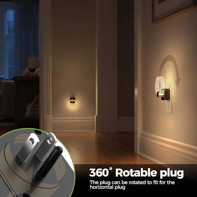 LED Night Light, Decorative Night Light Plug Into Wall | Dusk-to-Dawn Sensor, Dimmable Nightlights, Adjustable Brightness for Hallway, Bedroom,Kids Room,Stairway, Soft White