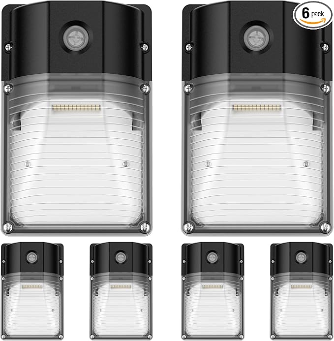 30W LED Wall Pack Light with Dusk to Dawn Photocell, 3600LM, 5000K | 120Vac LED Porch Lights, IP65 Waterproof Outdoor Security Lighting for Garage Warehouse Patio, ETL Certified, 6 Pack