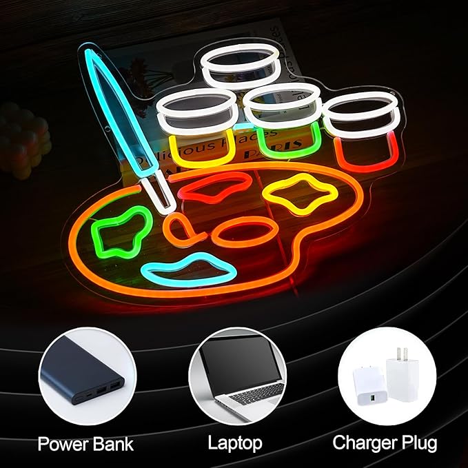 Neon Sign Dimmable Painting Disc Neon Light Signs for Wall Decor USB Powered Draw LED Light Up Sign for Studio Painting Classroom Art Wall Decoration (Multicolored)