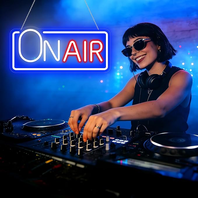 On Air LED Neon Sign, USB Powered Dimmable Decor Light for Music Recording Studio, Podcast Background, Bar Pub Club Garage, Home Party & Wall Decor, Perfect LED Gift (16.1" x 7.4")