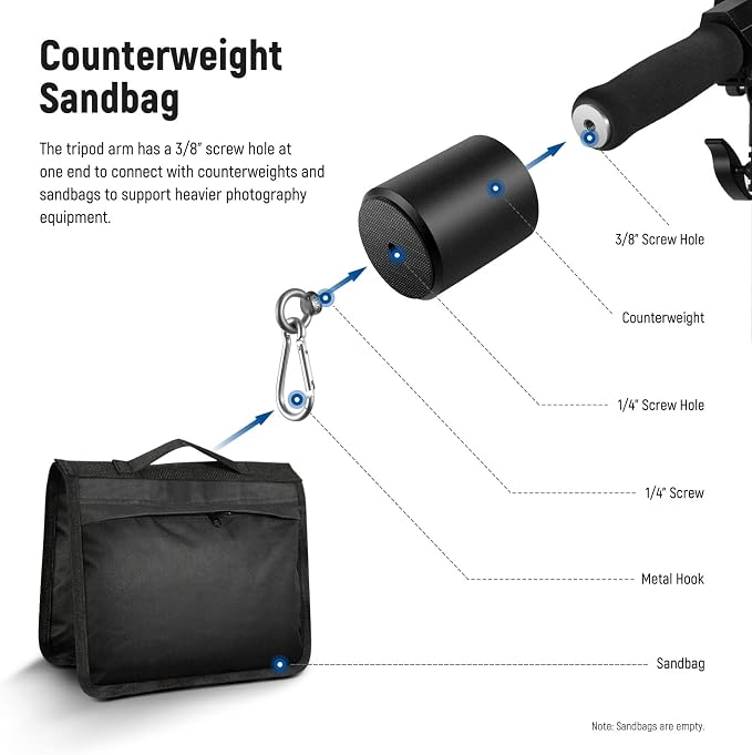 NEEWER Air Cushioned Aluminum Light Stand, 9.8ft/3m Adjustable Photography Stand with Boom Arm, Counterweight, Sandbag, 1/4" Screw for Softbox, Studio Flash, Umbrella, Ring Light, Max Load 5kg